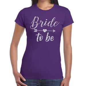 Shoppartners Bride to be Cupido zilver glitter t-shirt paars dames Paars