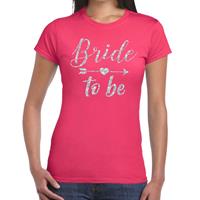 Shoppartners Bride to be Cupido zilver glitter t-shirt roze dames Roze