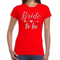 Shoppartners Bride to be Cupido zilver glitter t-shirt rood dames Rood