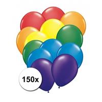 Shoppartners 150x Regenboog kleuren ballonnen Multi