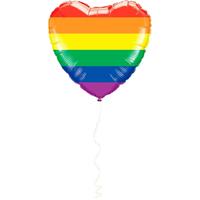 Gay Pride hart folie ballon regenboog kleuren 45 cm Multi