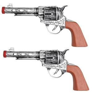 2x Western revolvers/pistolen zilver 22 cm Multi