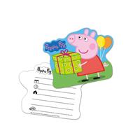 12x Peppa Pig themafeest uitnodingen/kaarten Multi