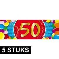 Shoppartners 5x 50 jaar verjaardag/jubileum feest stickers Multi