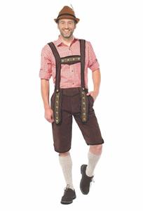 Oktoberfest - Voordelige donkerbruine lange lederhose voor heren