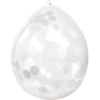 4x Transparante ballon witte confetti 30 cm Transparant