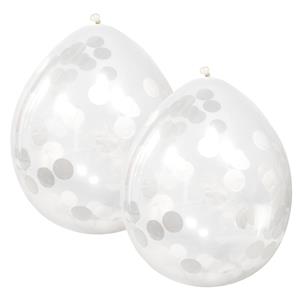8x Transparante ballon witte confetti 30 cm Transparant