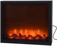 Merkloos LED sfeerhaard - lantaarn - zwart - x 10 x 25 cm - open haard - metaal - glas -