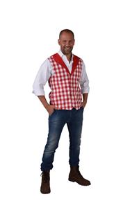 Coppens Vest ruit rood/wit