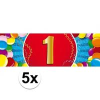 Shoppartners 5x 1 jaar leeftijd stickers 19 x 6 cm verjaardag versiering Multi