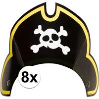 8x Piraten themafeest feesthoedjes kapitein Multi