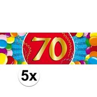 Shoppartners 5x 70 Jaar leeftijd stickers 19 x 6 cm verjaardag versiering Multi