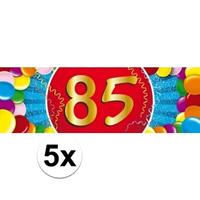 Shoppartners 5x 85 Jaar leeftijd stickers 19 x 6 cm verjaardag versiering Multi