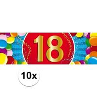 Shoppartners 10x 18 Jaar leeftijd stickers 19 x 6 cm verjaardag versiering Multi