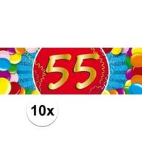 Shoppartners 10x 55 Jaar leeftijd stickers 19 x 6 cm verjaardag versiering Multi
