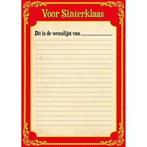 6x Papieren Sinterklaas invul verlanglijstje met kleurplaat Multi