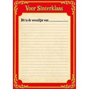 Shoppartners 6x Papieren Sinterklaas invul verlanglijstje met kleurplaat Multi