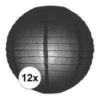 Halloween - 12x Luxe bol lampionnen zwart 25 cm Zwart