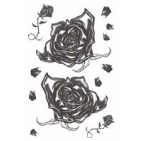 Halloween - Realistische gothic tattoos zwarte rozen 1 vel Zwart