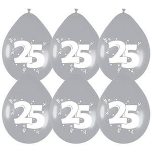 Ballonnen zilver 25 jaar 6 stuks