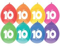 Haza Leeftijd verjaardag thema ballonnen 10 jaar 8x stuks 29 cm -