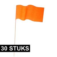 30x Oranje papieren zwaaivlaggetjes Oranje