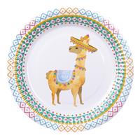 Teller Lama (23 cm), 6 Stück weiß/beige