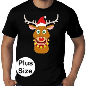 Bellatio Grote maten fout Kerst shirt Rudolf het rendier zwart heren Zwart