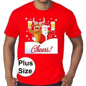 Bellatio Grote maten fout Kerst shirt Dronken kerstman rood heren Rood