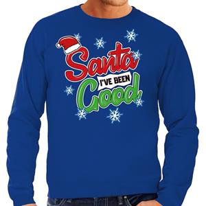 Bellatio Foute Kersttrui Santa I have been good blauw voor heren