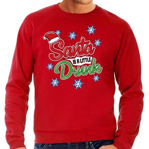 Bellatio Foute Kersttrui Santa is a little drunk rood voor heren