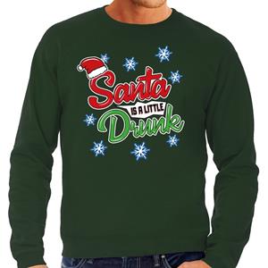 Bellatio Foute Kersttrui Santa is a little drunk groen voor heren