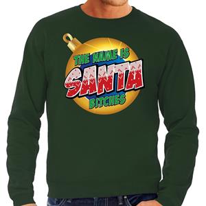 Bellatio Foute Kersttrui The name is Santa bitches groen voor heren