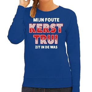 Bellatio Foute kersttrui / sweater zit in de was blauw voor dames