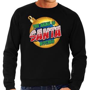 Bellatio Foute Kersttrui The name is Santa bitches zwart voor heren