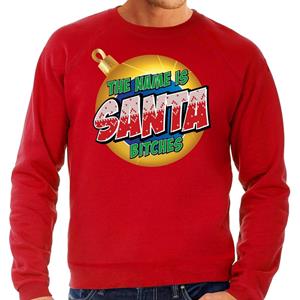 Bellatio Foute Kersttrui The name is Santa bitches rood voor heren