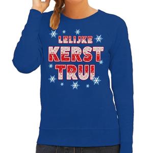 Bellatio Foute kersttrui / sweater Lelijke kerst trui blauw voor dames
