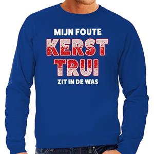 Bellatio Foute Kersttrui zit in de was blauw voor heren