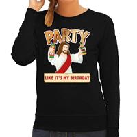 Bellatio Foute kersttrui / sweater Party like its my birthday zwart dames (44) Zwart