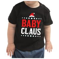 Bellatio Kerstshirt Baby Claus zwart baby jongen/meisje 74 (5-9 maanden) Zwart