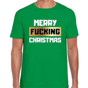 Bellatio Fout Kerstshirt merry fucking christmas groen voor heren