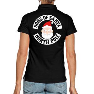 Bellatio Fout kerst polo shirt Sons of Santa North Polezwart voor dames