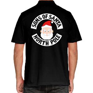 Bellatio Fout kerst polo shirt Sons of Santa North Polezwart voor heren