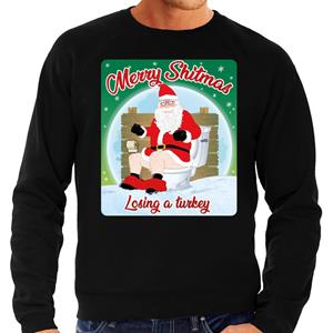 Bellatio Foute kersttrui merry shitmas zwart voor heren