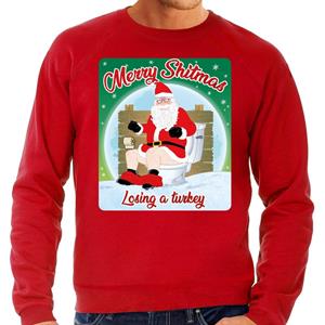 Bellatio Foute kersttrui merry shitmas rood voor heren