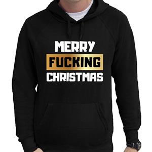 Bellatio Foute Kerst hoodie merry fucking christmas zwart voor heren