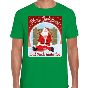 Bellatio Fout kerst t-shirt fuck christmas groen voor heren