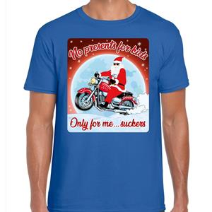 Bellatio Fout kerst t-shirt no presents for kids blauw heren Blauw