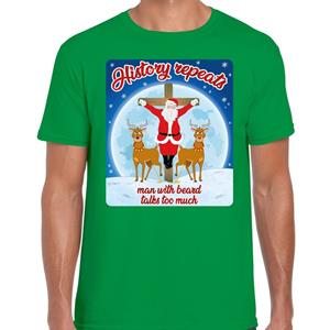 Bellatio Fout kerst t-shirt history repeats groen voor heren