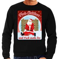 Bellatio Foute Kersttrui Fuck Christmas and fuck santa too zwart heren Zwart